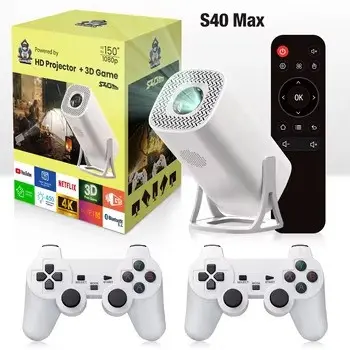 [0008368] S40 Max Smart 4K Supported Android Projector With 2 Wireless Gaming Console with Built-in 3000 Games and Free Memory Card