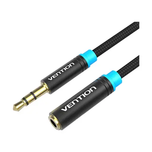 [0008371] Vention VAB-B06-B200-M 3.5mm Male to Female, 2 Meter, Black Audio Cable # VAB-B06-B200-M