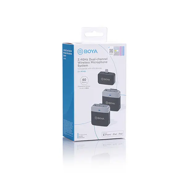 Boya BY-M1V6 2.4GHz Dual Channel Wireless Microphone System For IOS Device