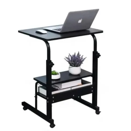 Height Adjustable Movable Laptop Desk with Storage Shelf 