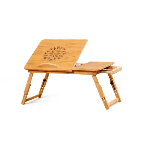 Bamboo Wooden Single Fan Laptop Cooler Table Desk 