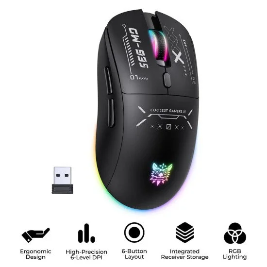 Onikuma CW935 RGB Tri-Mode Wireless Gaming Mouse