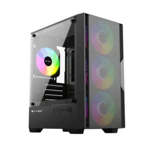 [0012482] T-Wolf Phantom X4 RGB M-ATX Mid Tower Gaming Case With 200W PSU
