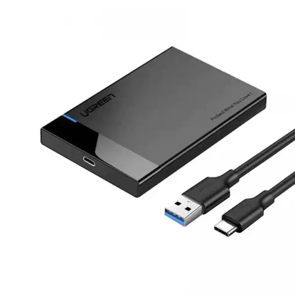 UGREEN US221 (60735) (USB 3.1) 2.5 Inch Hard Drive Enclosure with USB-A/USB-C to USB-C Cable 