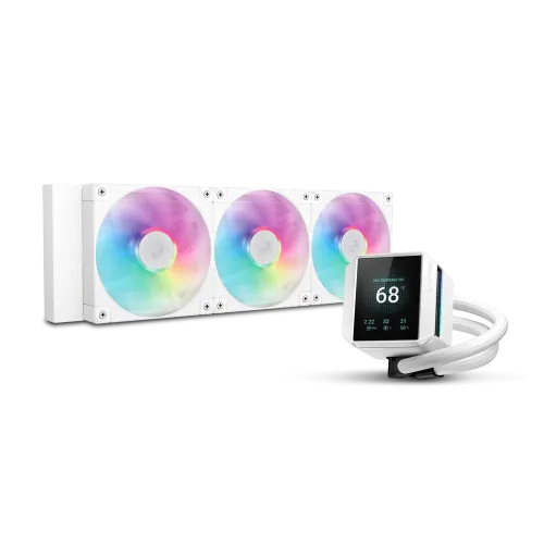 [09405] DeepCool MYSTIQUE 360 WH ARGB 360mm Liquid CPU Cooler with LCD Screen 