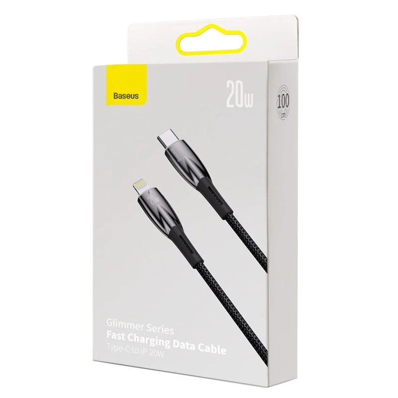 Baseus CADH000002 Glimmer Series Type C to IP Fast Charging Data Cable White (20W/1M)