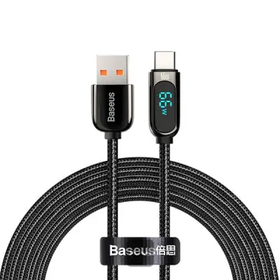 Baseus CASX020101 (2 Meter) USB Type A to Type C Display Fast Charging Data Cable Black (66W)