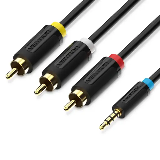 [0013994] VENTION VAB-R07-B150 3.5mm Male to 3RCA Male, 1.5 Meter, Black AV Cable