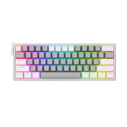 [0000760] Redragon K617 FIZZ RGB (Red Switch) Gray-White gaming Keyboard