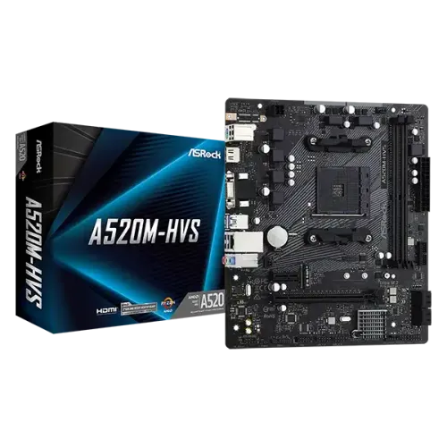 [0000822] ASRock A520M-HVS AMD AM4 Micro ATX Motherboard