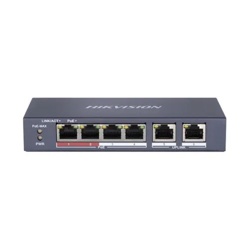 Hikvision 4-Port Fast Ethernet Switch With 4-Port POE-45 Watt#DS-3E0106MP-E/M