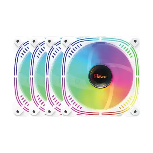 [05036] Pc Power Irish Spectrum F20 WH 120mm ARGB (4xFAN) White Casing Cooling Fan