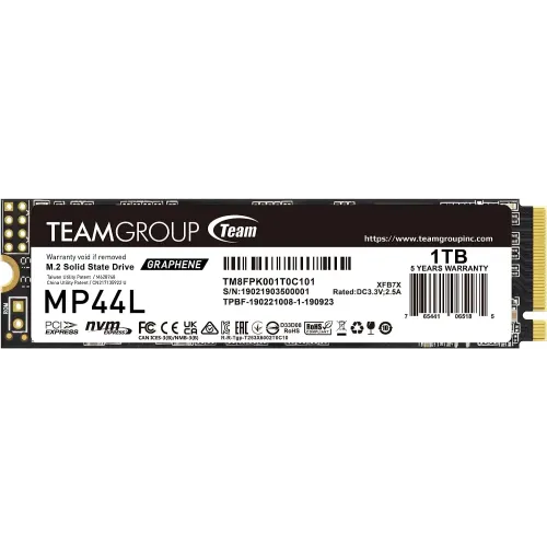 [0004182] TEAM MP44L 1TB M.2 PCIe Gen4 NVMe SSD