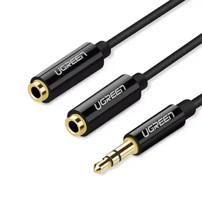 [06406] UGREEN AV134 (20816) 3.5mm Male to 2 Female Audio Cable 20cm (Black)