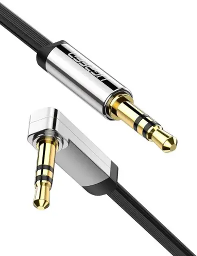 [0004291] UGREEN 10729 3.5mm Male to Male 90 Right Angle 5m Flat Cable-BK