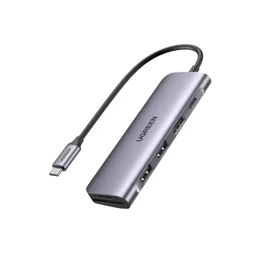 [0004394] UGREEN CM195 (70411) (6-in-1) USB-C to 2 Ports USB3.0-A Hub + HDMI + TF/SD Hub