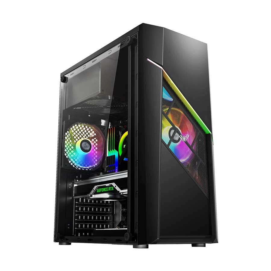 AULA FZ003 Mid Tower (Acrylic Side Window) Black Gaming Desktop Case