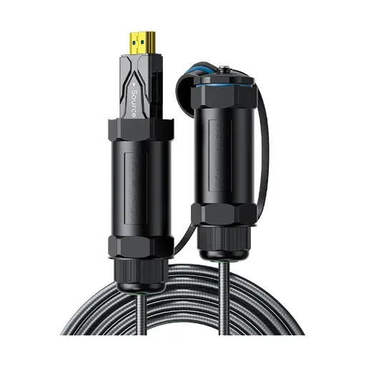 [01752] DTECH HDMI Male to Male, 10 Meter, Grey Cable with Black Transparent Waterproof Shell #DT-HF8010KF (8K, Optical Fiber)