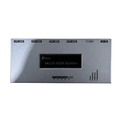 [01680] DTECH DT-7214(GS) HDMI Female to Female Gray Splitter #DT-7214(GS) (1 in 4 out)