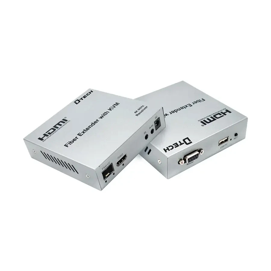 DTECH HDMI RS232 Fiber KVM Extender 20KM with IR #DT-7460