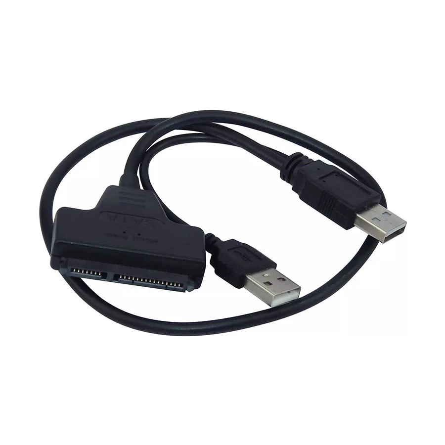 DTECH Dual USB Male to SATA Female Black Converter With Power Adapter #DT-6025D