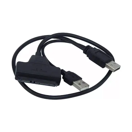 [0004960] DTECH Dual USB Male to SATA Female Black Converter With Power Adapter #DT-6025D