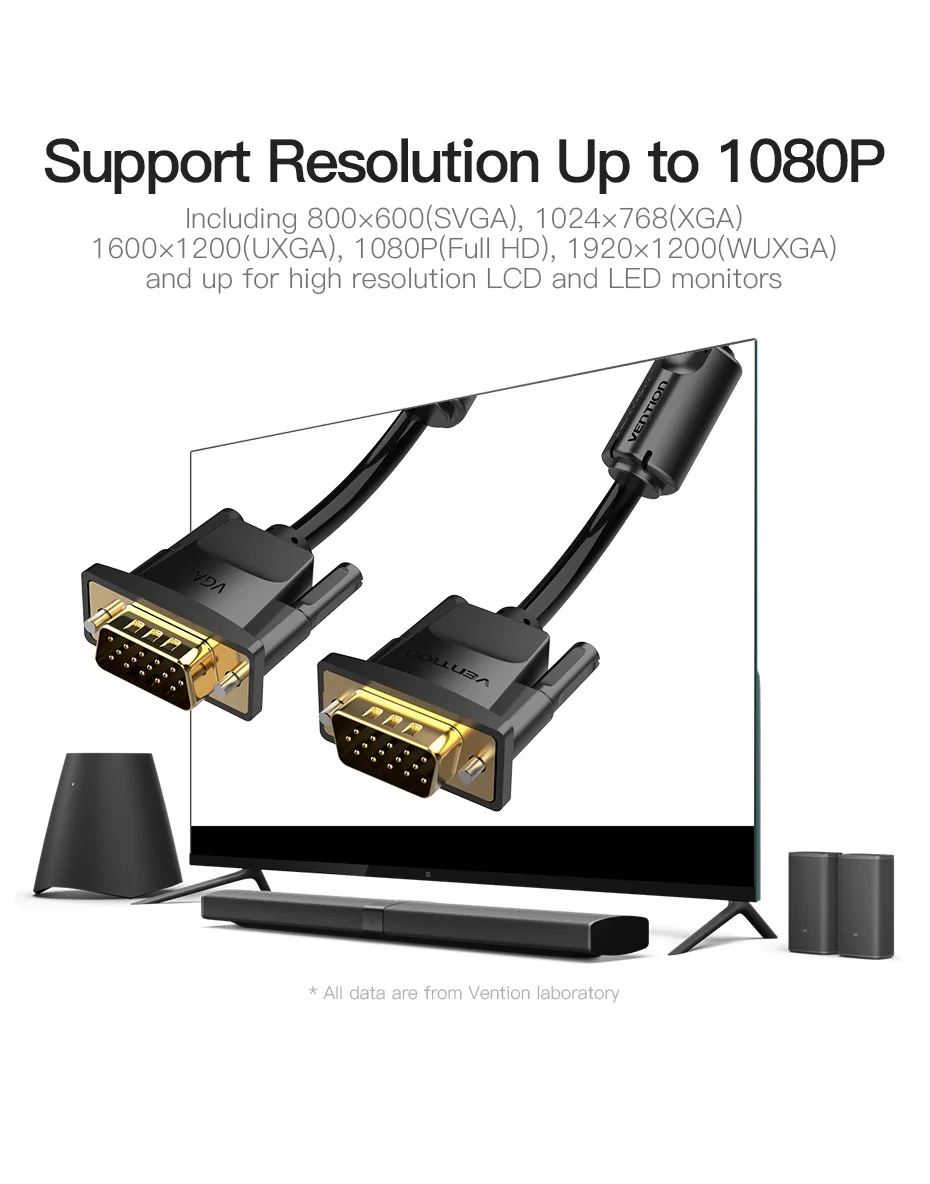 VENTION DADBL VGA(3+9) Male To Male Cable 10M