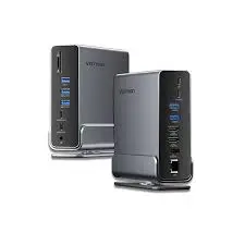 VENTION TPUH0 Type-C Male to Penta USB, Dual HDMI, DP, SD, TF, LAN, 3.5mm TRRS, Dual Type-C & Type-C (PD) Female, Gray Converter #TPUH0