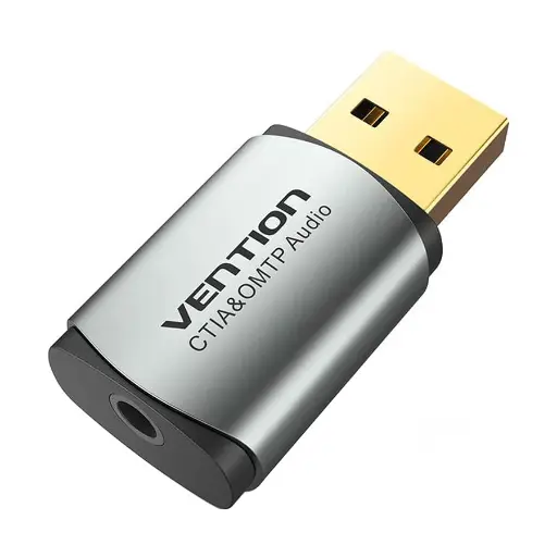 [07109] VENTION CDLH0 USB Male to 3.5mm Female Gray Metal External Sound Card # CDLH0