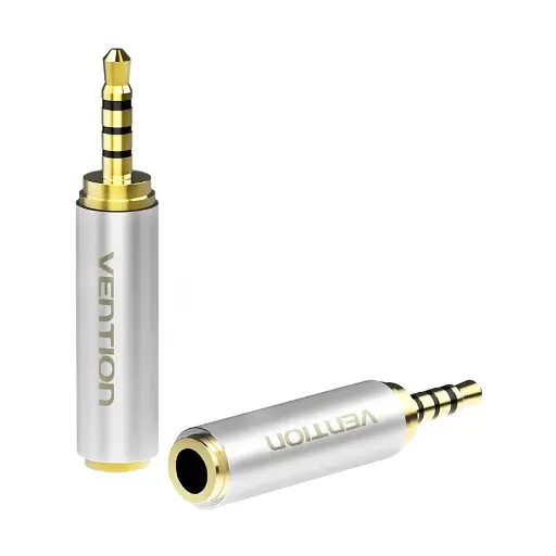 [0005099] VENTION VAB-S02 4 Pole 2.5mm Male to 3.5mm Female Silver Metal Audio Converter # VAB-S02