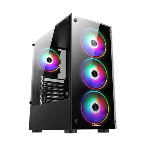 [0000354] PC Power PP-GS2404 BK Crystal Glass Mid Tower Gaming Casing