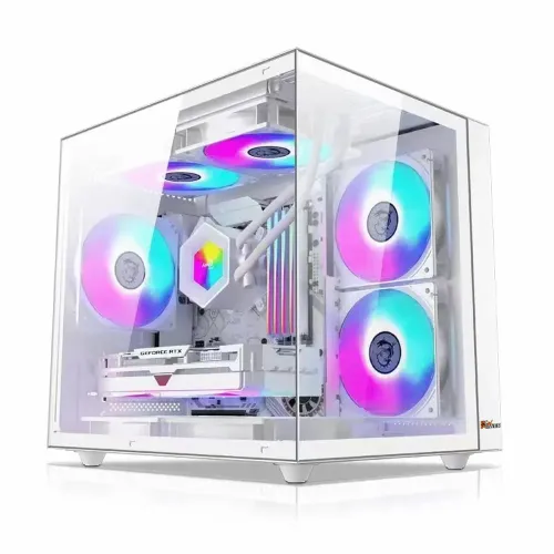 [0000360] PC Power  WH Ocean View M-Atx Gaming Casing(5X ARGB FAN)