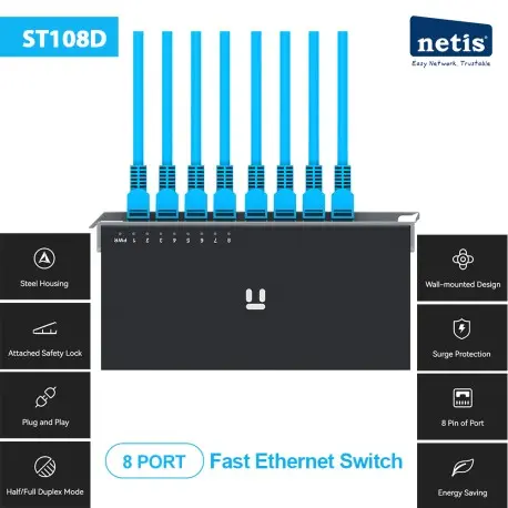 Netis ST108D 8 Port Fast Ethernet Switch