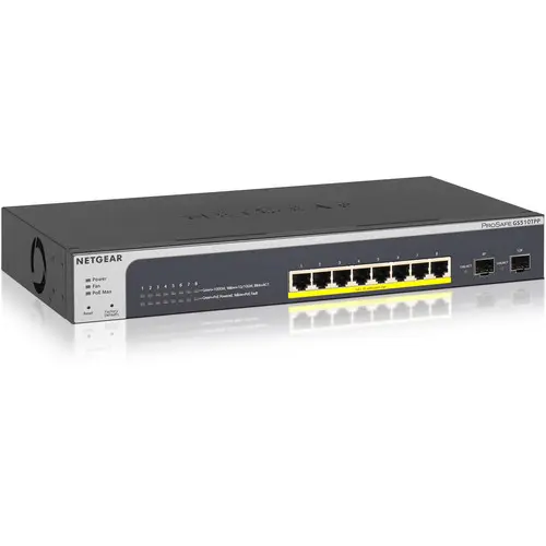 [04559] Netgear ProSAFE GS510TPP 8-Port Gigabit Ethernet PoE+ Compliant Managed Switch with SFP