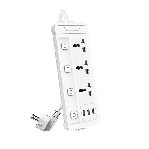 [02045] Deli ET410 2 Pin 3 Port 2 Meter Power Strip