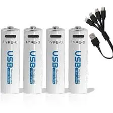 [00857] AiVR USB Rechargeable AA Batteries 4pc – 1700mAh