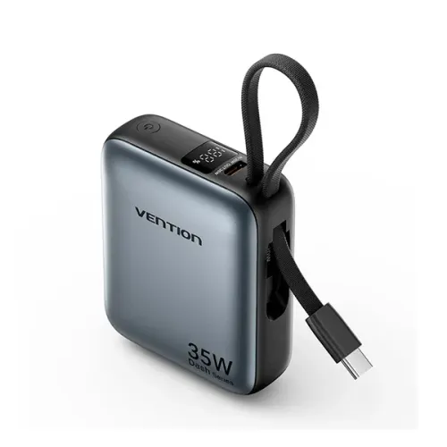 [0000008] Vention FHFH0 10000mAh 35W Power Bank With Built-in Type C & Lightning Cables 