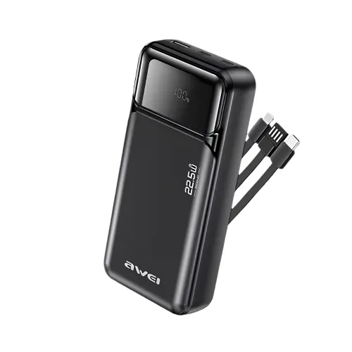 Awei PA-93 20000mah 22.5W Fast Charging Power Bank with Built‑in Cable 
