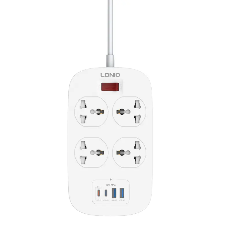 LDNIO SC4407C Universal Outlet 45W USB Power Strip with 4 AC outlets 