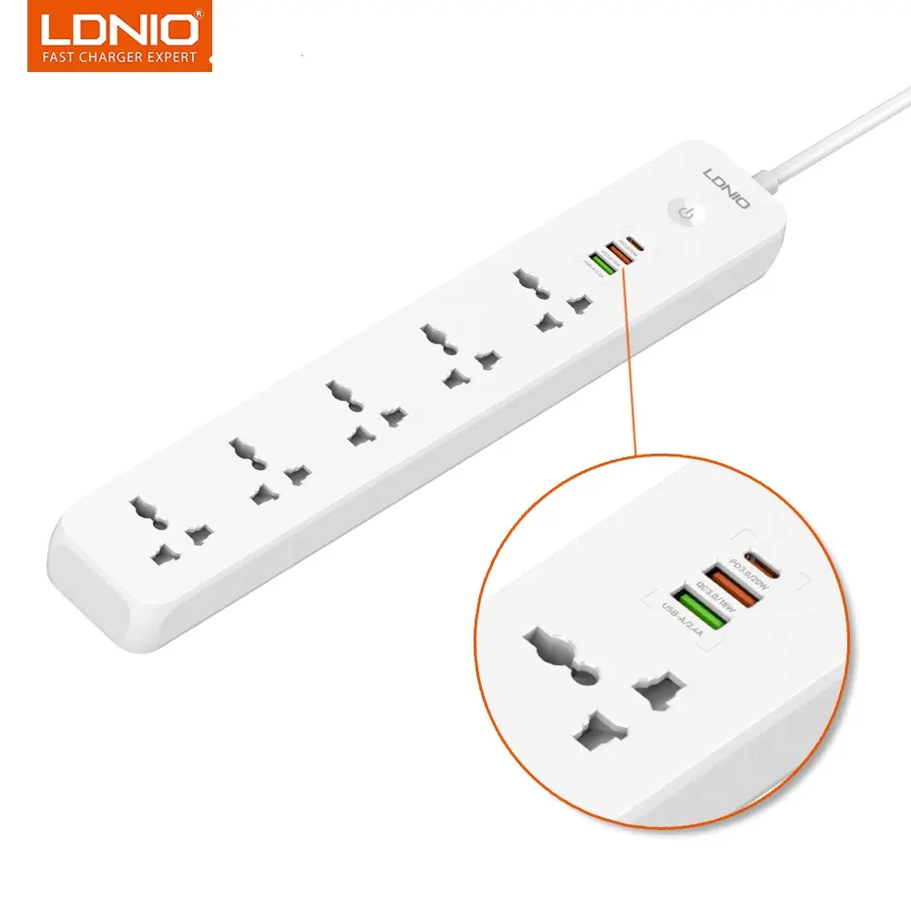 LDNIO SC5319 5 AC Outlets 3 USB Socket Power Strip