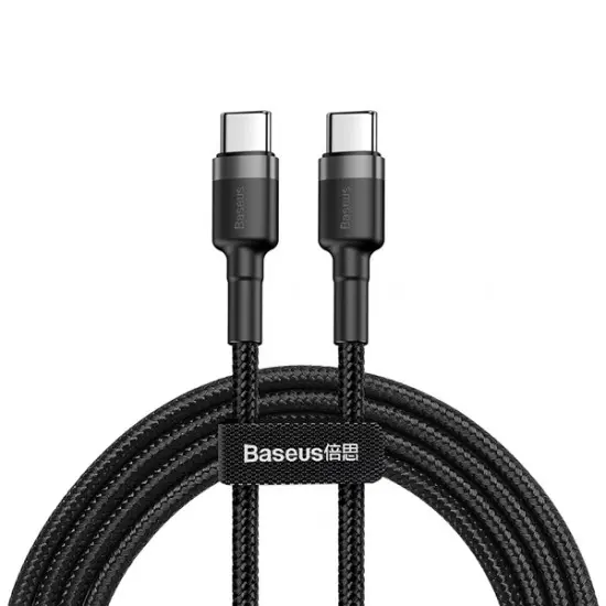 BASEUS CATKLF-GG1 CAFULE SERIES TYPE C TO TYPE C PD2.0 QC3.0 60W (20V 3A) 1M NYLON BRAIDED CABLE