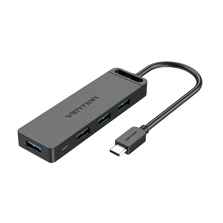 Vention TGKBF Type-C Male to Quad USB Female Black USB HUB with Micro-USB Power #TGKBF 
