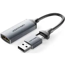 VENTION ACWHA HDMI-A to USB-C/USB-A Video Capture Card 0.1M Gray