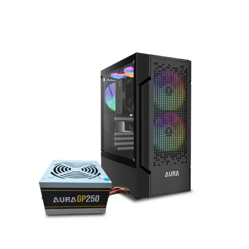 Gamdias AURA GC7 ARGB Mid Tower Black ATX Gaming Desktop Casing with AURA GP250 (250W) PSU