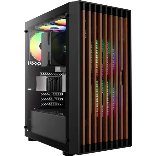 [02724] Gamdias AURA GC4 ARGB Real Walnut Wood Mesh ATX Mid-Tower Gaming Casing