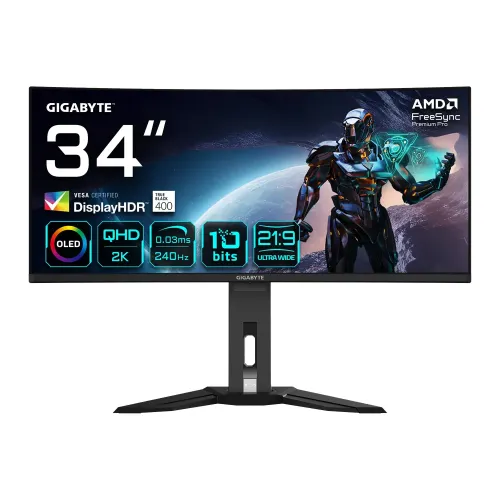 [0007200] GIGABYTE MO34WQC2 34" WQHD 240Hz OLED Curved Gaming Monitor