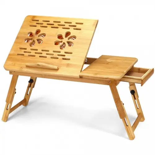 [07390] Wooden Type Laptop Table With 2 Mini Cooling Fan #S2 