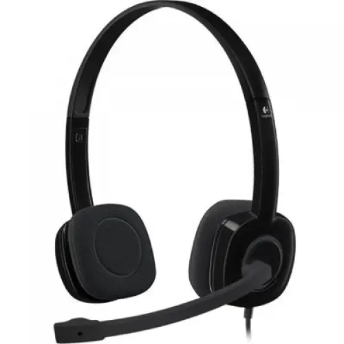 [0008041] Logitech H151 Stereo Headset with Single 3.5mm Jack, Noise-Cancelling Mic, Black, 1Y (981-000587) 