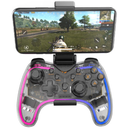 [02847] HAVIT G180BT Transparent RGB Bluetooth Vibration Gamepad