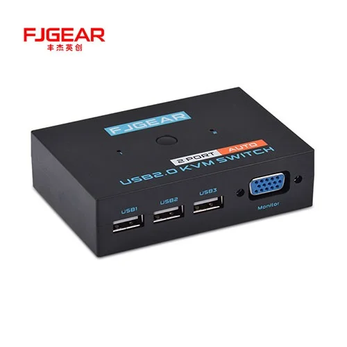 [0008242] FJGEAR FJ-201UA 2 PORT AUTO KVM SWITCH